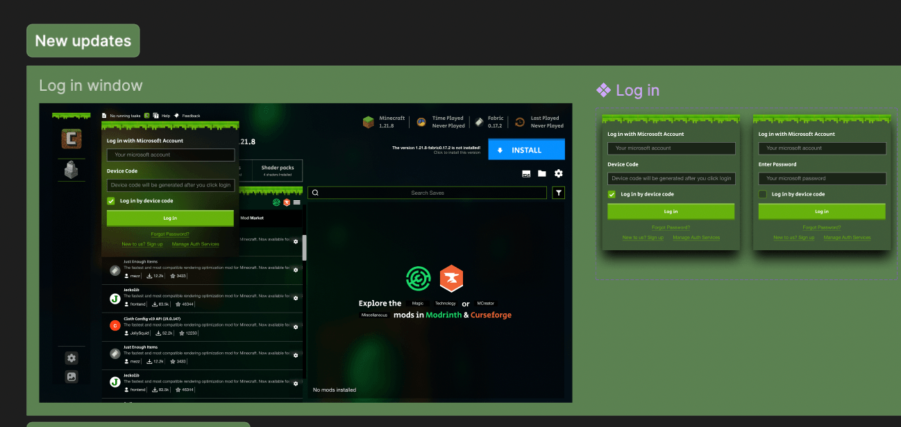 Microsoft account login window in Cubion Launcher.