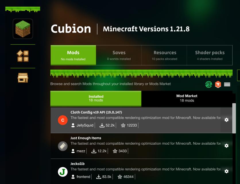 Cubion Launcher - Real Interface Preview